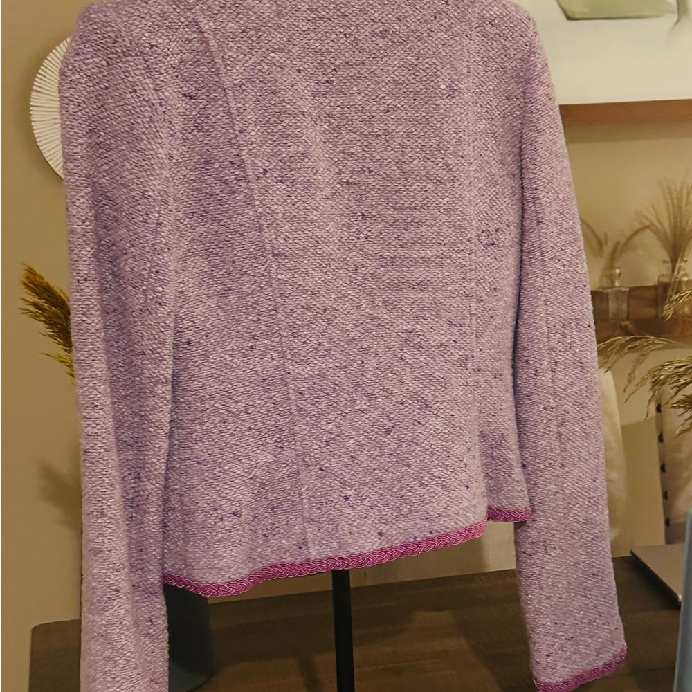 Cache Lavender Textured Blazer with Pink Trim - Picture 4 of 5